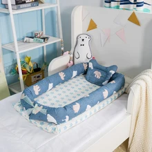 Переносная детская кроватка складной бионические приманки для рыбной ловли для сна для детей и младенцев регулируемые съемные дорожная кровать с рисунками из мультфильмов хлопковые Защитные подушки