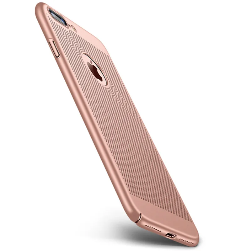 Дырявый противоударный чехол для iPhone 5 5S SE 6 6S 7Plus 8Plus ультратонкий жесткий чехол для ПК для iPhone X 10 XR XS Max красный - Цвет: Rose Gold