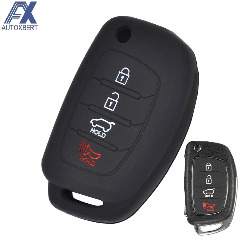 

AX For Hyundai Sonata Santa Fe i40 Skin Holder Protector 4 Button Silicone Car Remote Key Fob Shell Cover Case