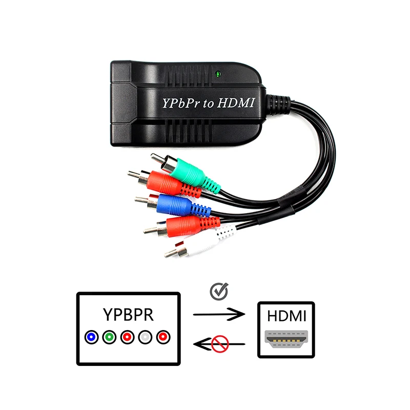 Component to HDMI Converter, 5RCA Component RGB YPbPr to HDMI Converter Supports 1080P Video Audio Converter Adapter for DVD