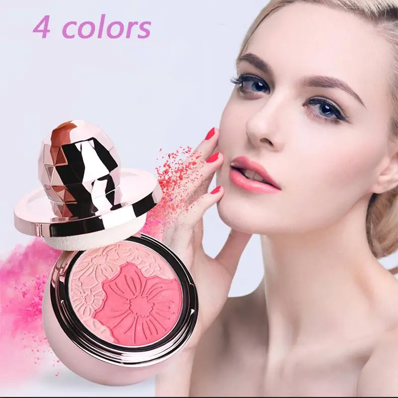 

Cheek Blush Pure Face Powder With Cosmetic Makeup Sponge Natural Face Blush