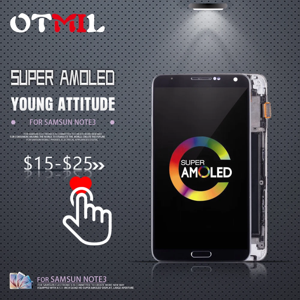 

OTMIL 5.7" AMOLED For SAMSUNG Galaxy Note3 LCD Touch Screen withFrame For SAMSUNG Note 3 Display N9000 N900A N9005 N9006 LCD #1