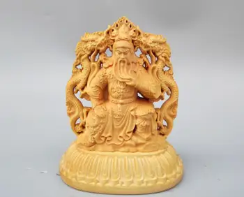 

Chinese wood carving Double-sided guan gong dragon statue