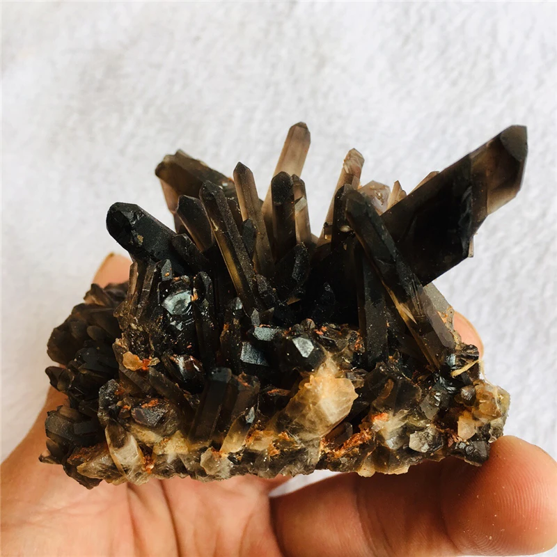 Rare black crystal cluster mineral specimens reiki healing natural gem collection Free shipping