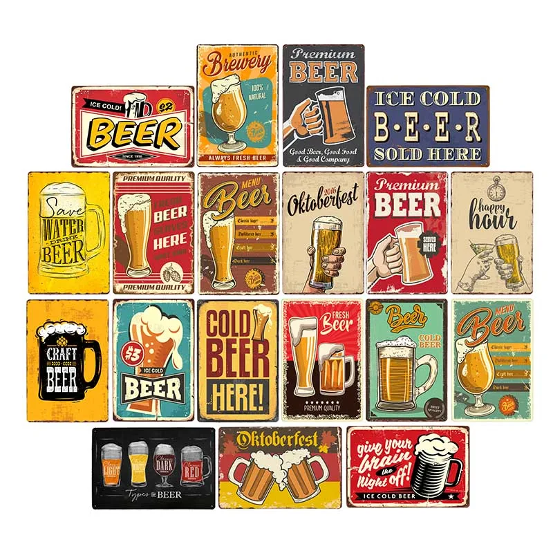 

Vintage Beer Metal Plate Painting Wall Decor Bar Pub Metal Sign Retro Poster Plaque 20x30cm