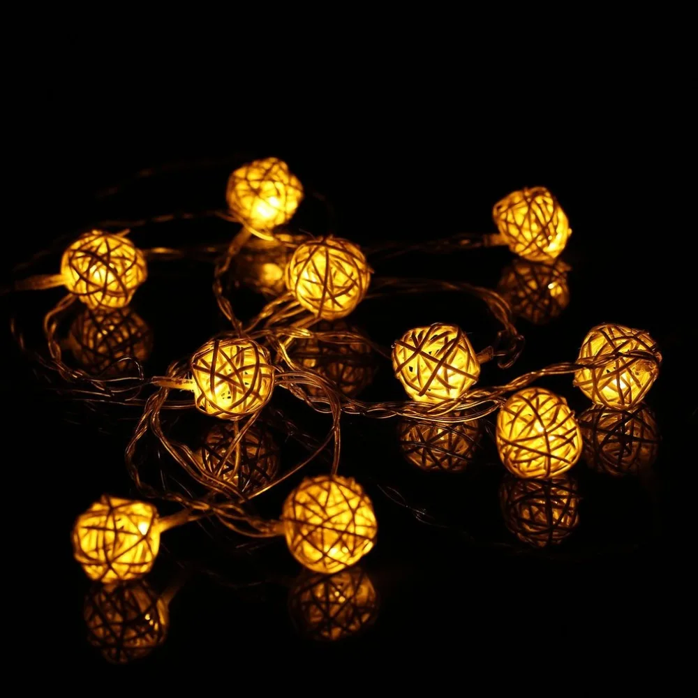Takraw Rattan Balls Light 2.5m LED String Energy-saving Lights Outdoor Christmas Decoration For Wedding Party | Освещение