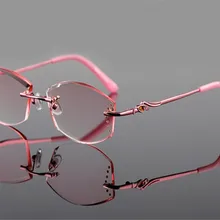 Для женщин модные оправы сплав diamond обрезки очки по рецепту Объектив чтения розовые очки зрелище очки кадр ZJH7032