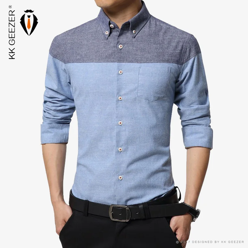 Fashion Brand Men Dress Shirts Long Sleeve 100 Cotton Business Shirt