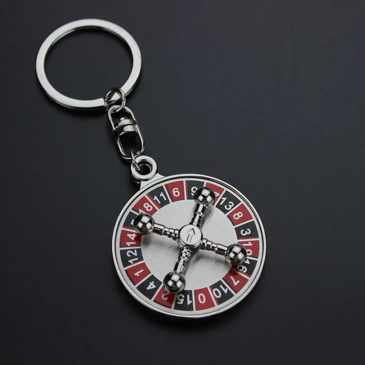 Russian Roulette Keychain Rotating Creative Scores Compass Keyring