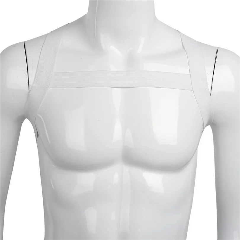 Сексуальный мужской нагрудный ремень х-образной формы, эластичный плечевой ремень, пояс для мышц, панк ремень для костюма для косплея, вечерние - Цвет: White