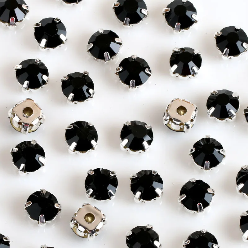 200 шт 5 мм SS24 стекло Серебряное основание Стразы прозрачный кристалл AB смешанные цвета пришить коготь из горного хрусталя шитье DIY аксессуары для одежды - Цвет: black