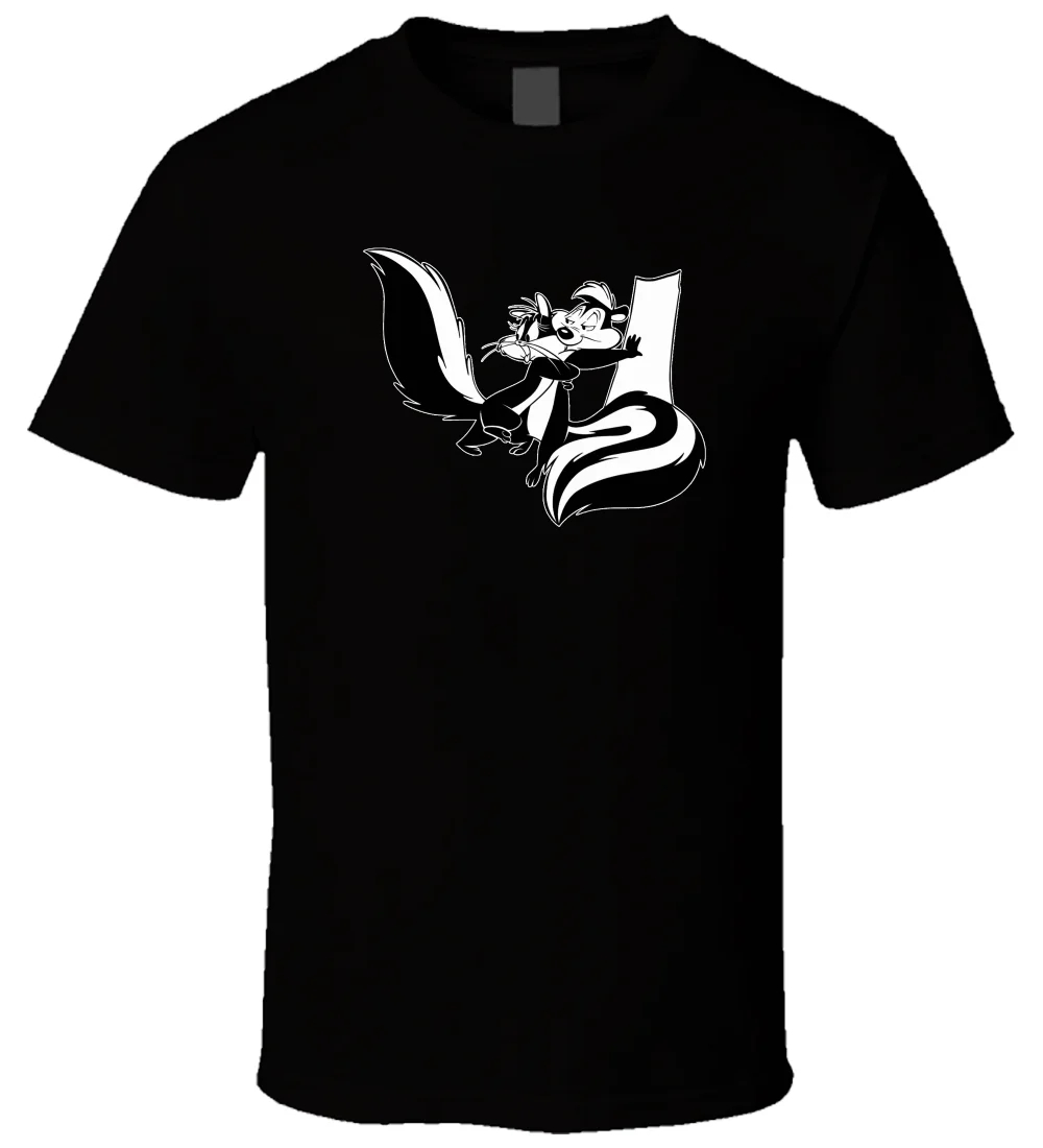 

Pepe Le Pew and Penelope 1 Black T Shirt Cool Casual pride t shirt men Unisex New Fashion tshirt free shipping tops ajax