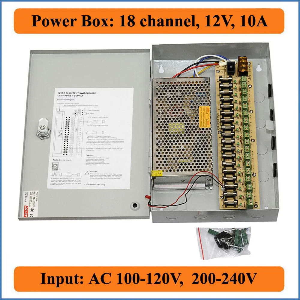 18 каналов DC12V 10A CCTV камера силовая коробка безопасности видео камера настенный ящик импульсный источник питания 18CHs порт 10A