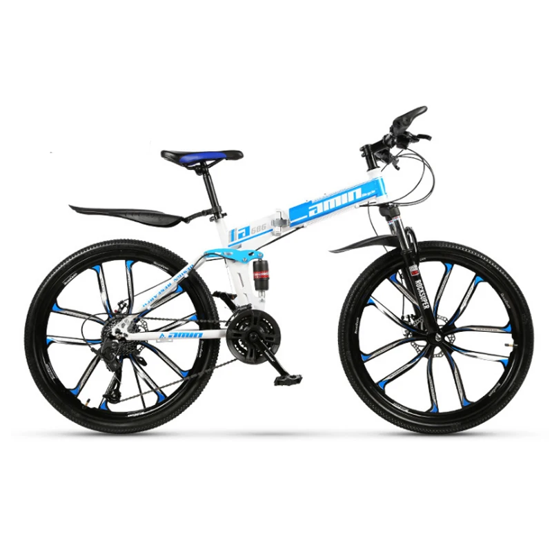 Excellent 21 Variable speed mountain bike 24 and 26 inch folding mountain bicycle double damping disc brakes 10 knife wheel mountain bike 1