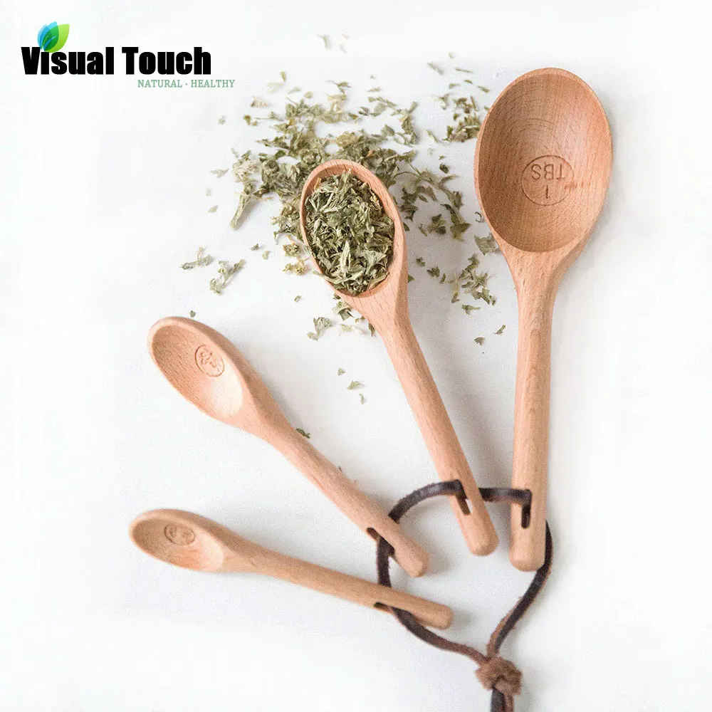 

Visual Touch Zakka Wooden Beech Wood Kitchen Coffee Measuring Spoons Set Baking Utensil Spoon 4Pcs,1/4TSP,1/2TSP,1TSP,1TBS