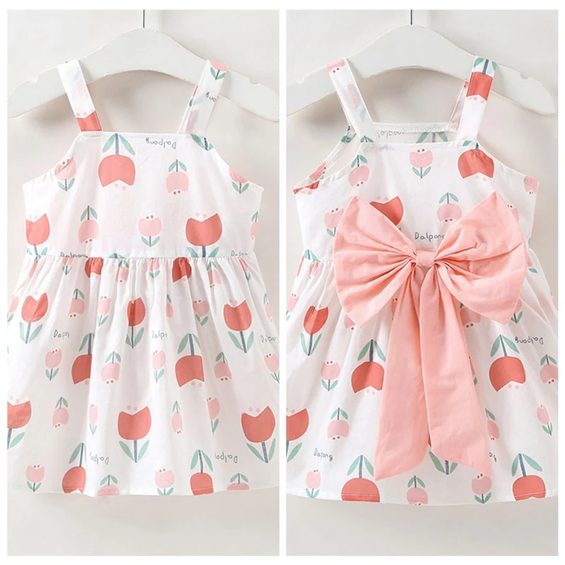 

New Baby Girls Bow Print Dress Cute Style For Kids Dresses For Girls Children Costume