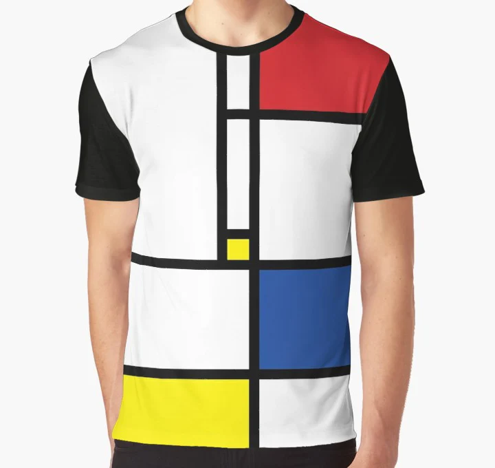

All Over Print T Shirt Men tshirt Mondrian Minimalist De Stijl Modern Art Full Print Big Print Graphic T-Shirt