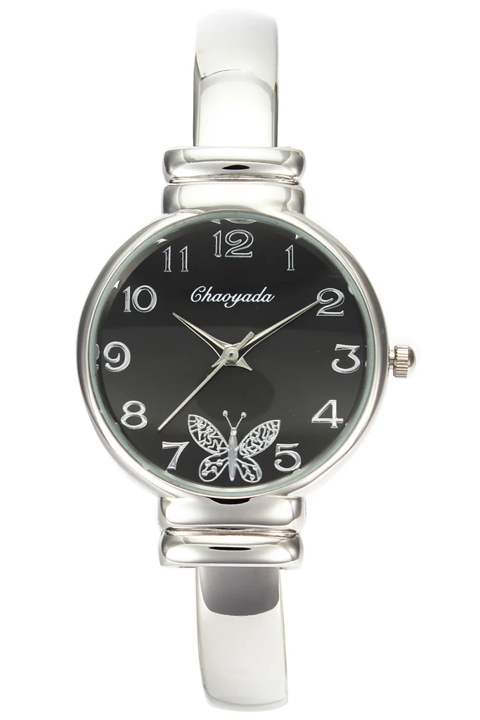 

Women Butterfly Charm Cuff Bracelet Watches Fashion Female Montre Femme Stainless Steel Round Bangle Jewelry Analog Wrist Watch