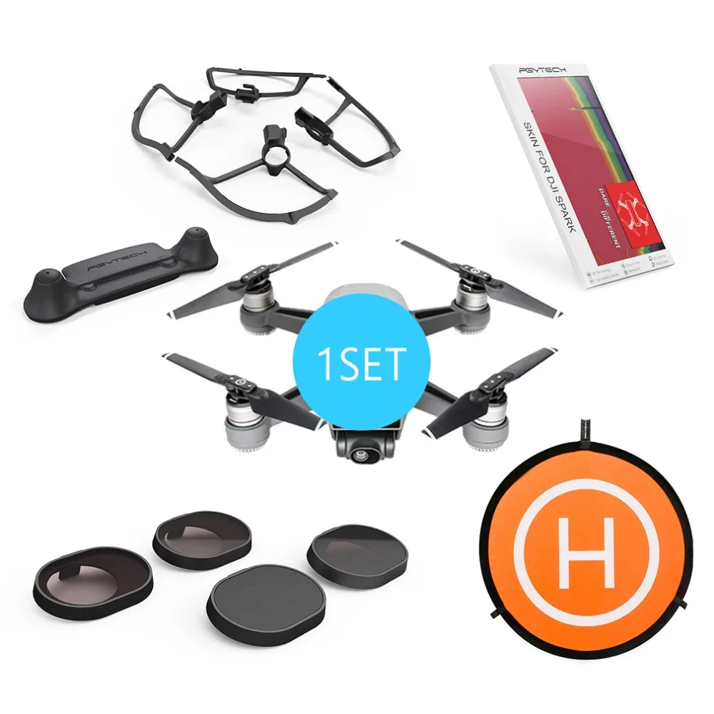 

PGYTECH 1 set Landing Pad 75 cm & Lens Filter 4pcs/set & Remote Control Guard & Propeller Guard &Riser Kit For DJI Spark