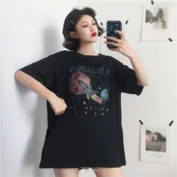 Женская футболка с принтом рок-звезды, летняя крутая футболка, повседневные свободные футболки Harajuku с круглым вырезом
