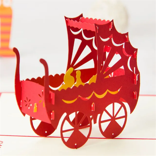 keythemelife newborn infant car hollow cards 3d pop up paper newborn baby postcards