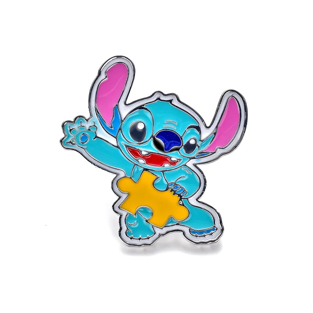 

Best Au-some Stitch Enamel Pin Lilo and Stitch Hard Pin for Backpack/Hat Autism Awareness Cartoon Brooch Pin Women Gift Jewelry