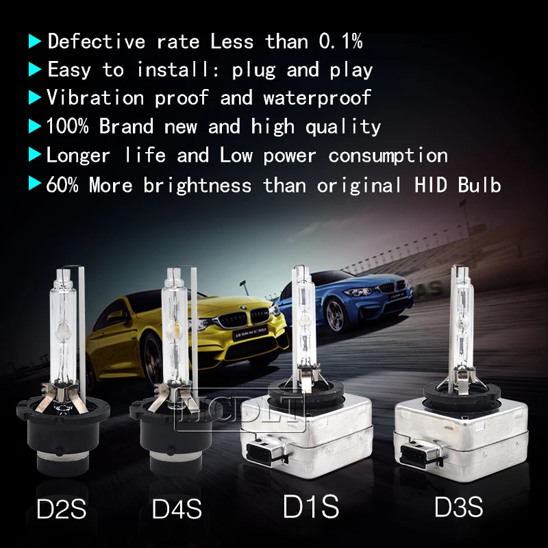 HCDLT HID Xenon D1S 55W 6000K D3S 5000K D1R Car Headlight Bulb 35W D2S Xenon D4S 4300K 8000K D2R D4R Auto Car HID Xenon Lamp D1S (4)