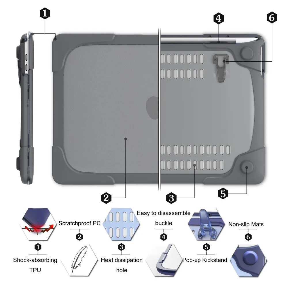 GOOYIYO 2018 Новый чехол Funda Твердый из поликарбоната с подставкой для Macbook Air Pro retina 11 12