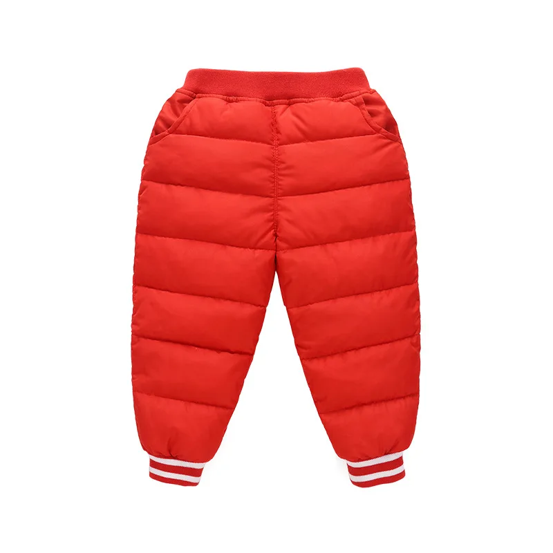Детские штаны новые штаны для мальчиков леггинсы для девочек Детские Пуховые брюки зимние теплые штаны для девочек, хлопковые брюки ярких цветов - Цвет: Red