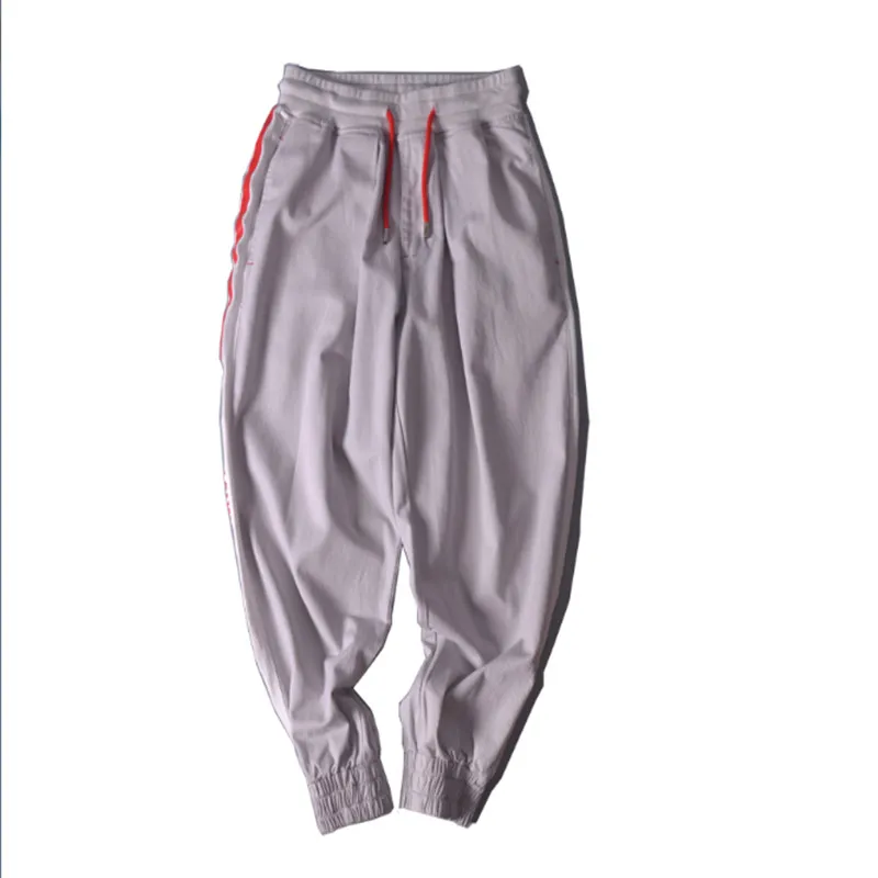

Summer tide wash cotton high quality exercise beam foot nine pants striped loose Harlan men and women hip hop pants