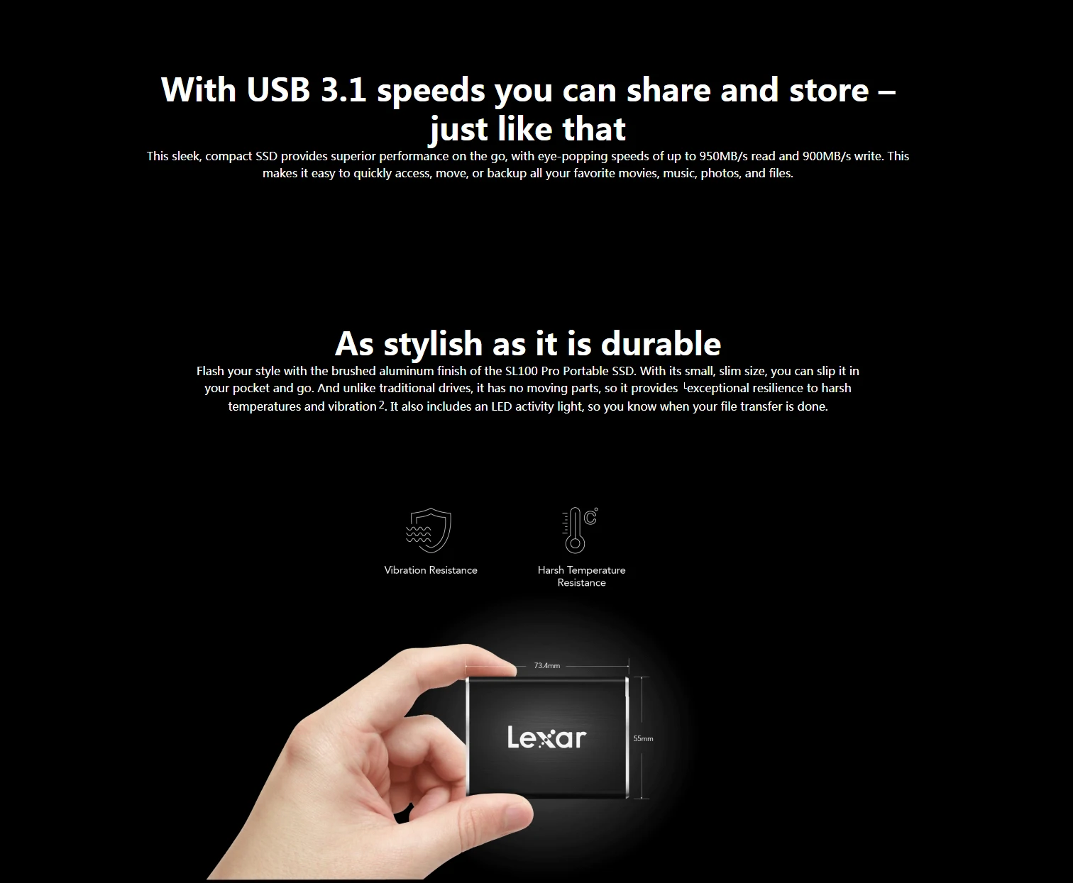Портативный SSD Lexar внешний SSD 1 ТБ 500 GB 950 M внешний жесткий диск SSD USB 3,1 HD SSD жесткий диск твердотельный диск для ноутбука
