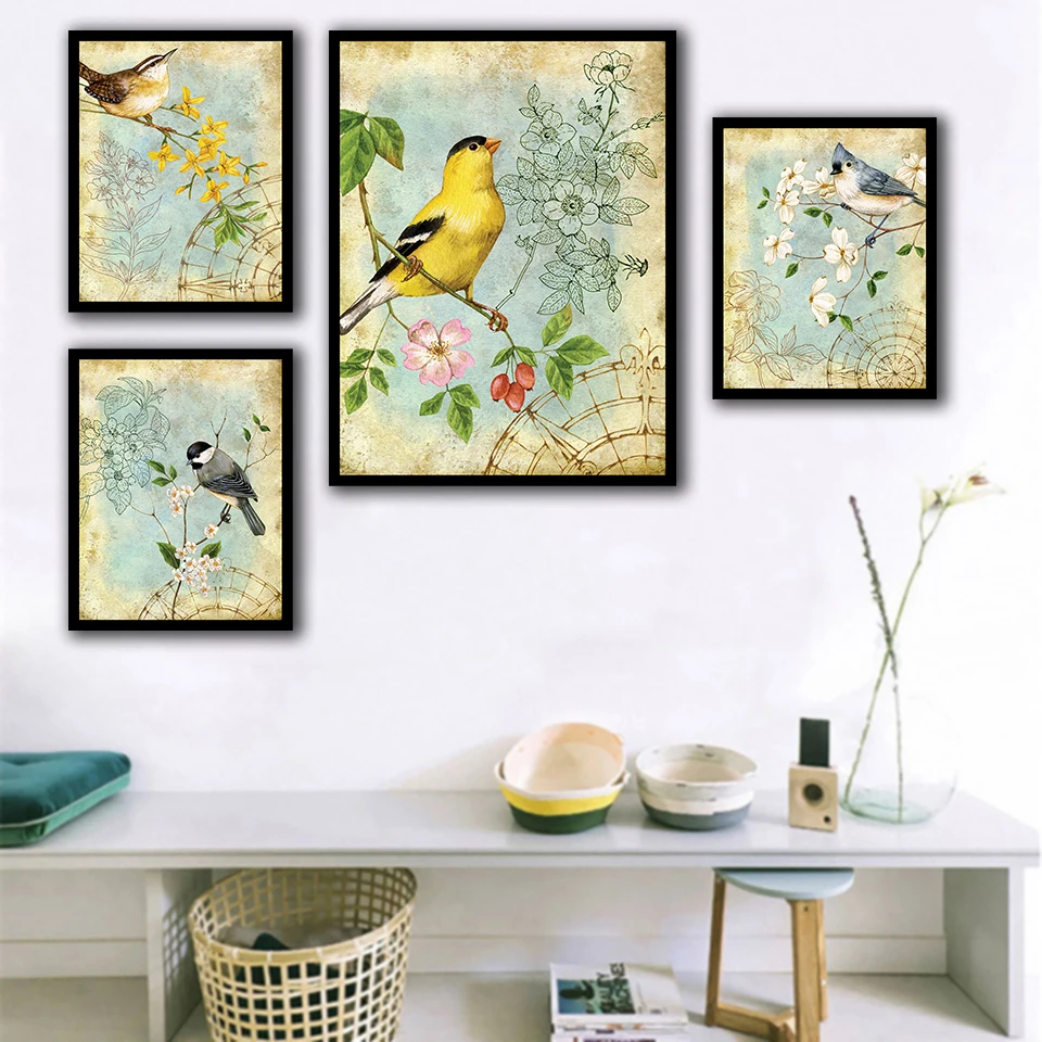 

Nordic Posters Nursery HD Prints For Baby Room Beautiful Flower And Birds Wall Art Canvas Painting Picture Kids Bedroom Decor