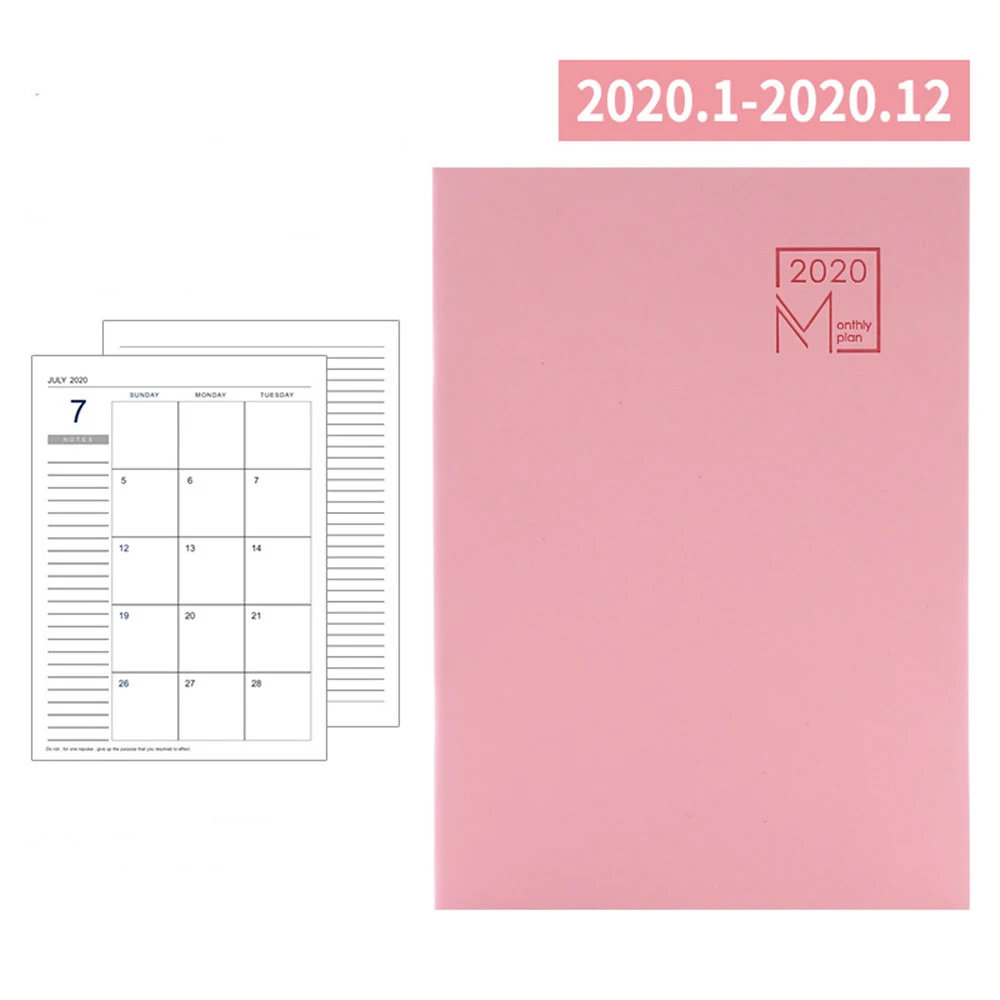 1 шт. Одноцветный блокнот с календарем на год, кавайный планировщик, канцелярские принадлежности, органайзер, школьные офисные принадлежности - Цвет: pink