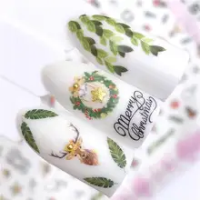 YZWLE, 1 шт, рождественский подарок, осень, морской дизайн, наклейки для ногтей, 3D клей, Декоративные Наклейки для декора маникюра, фольга