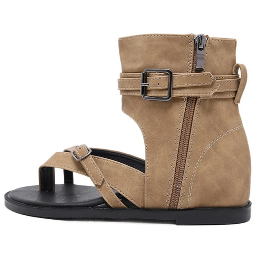 2019 women's sexy sandals belt buckle clip toe high to help slope with Roman ladies platform sandals gladiator sandals 40J2 (6)
