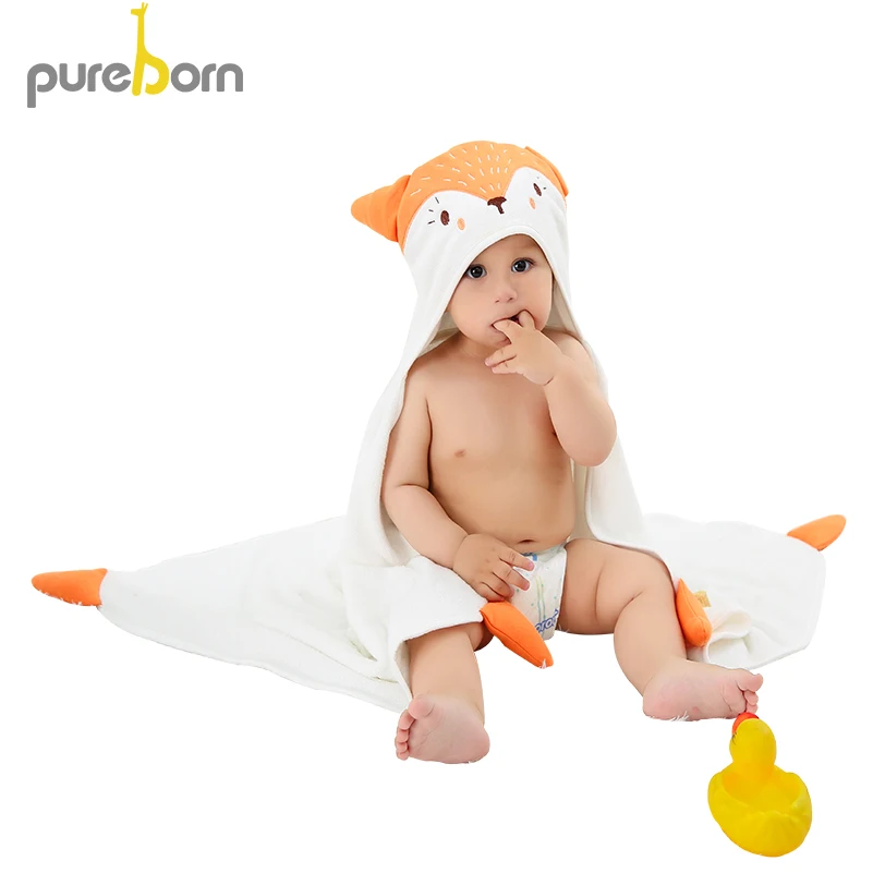MICHLEY B/éB/é Peignoir Coton Mignonne Visage danimal Hooded Enfant Serviette Peignoir de Bain pour gar/çons Filles de 0-6 Ans