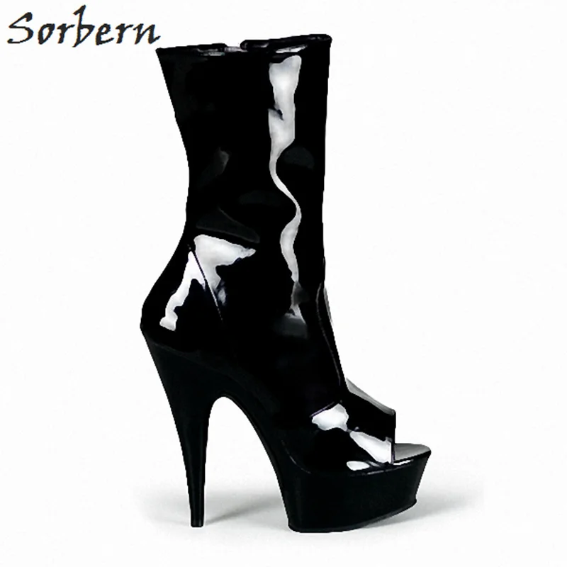 

Sorbern 15Cm Spike Super High Heels Ankle Boots Peetp Toe Zip Platform 5Cm Custom Color China Size 35-46 Ankle Boots For Women