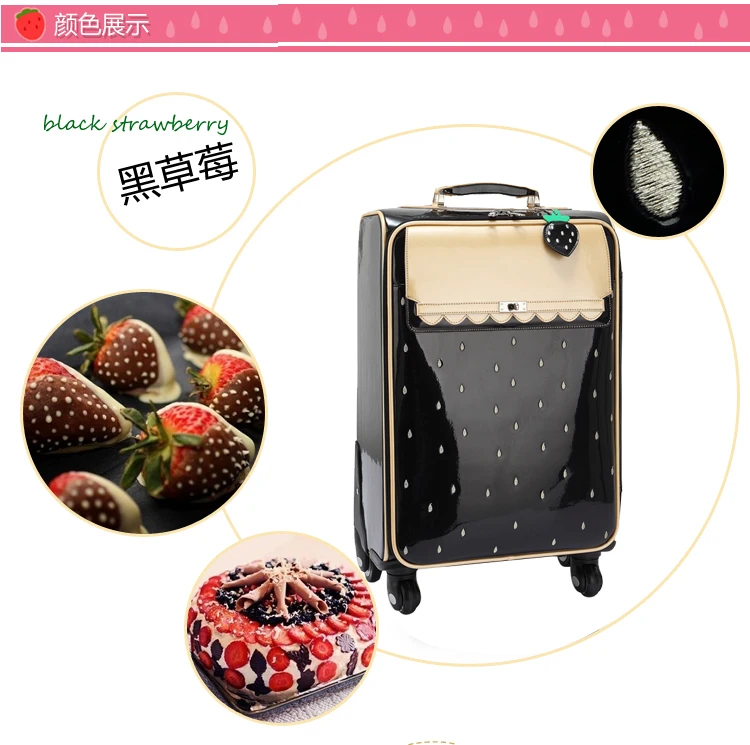 

Travel tale fashion Lovely cat Pink princess 16/20/24 inch100% PU Rolling Luggage Spinner brand Travel Suitcase