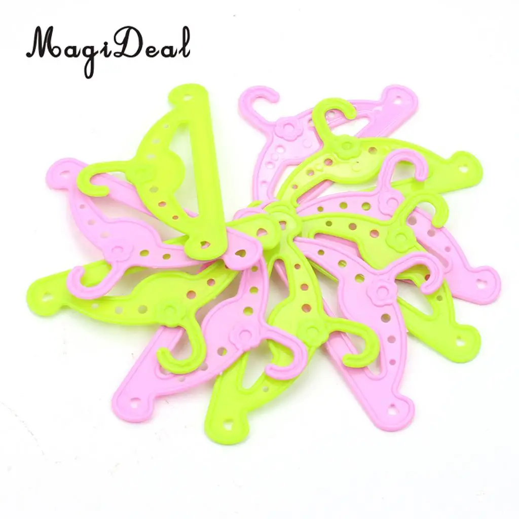 Cute Miniature 10Pcs Plastic Doll Costume Clothing Acc Clothes Hangers for 18 Inch American Doll Children Girls Toys