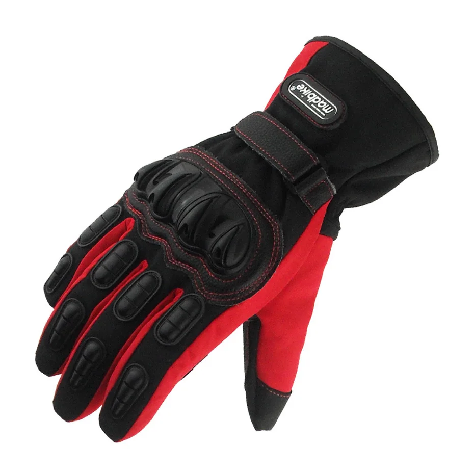 Водонепроницаемые перчатки для байкеров зимний теплый непродуваемый защитные мотоциклетные перчатки Мотокросс Guantes Moto Luvas - Цвет: Красный