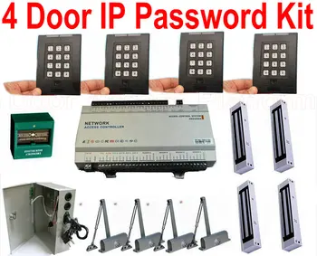 

4 Door IP Panel with Keyboard remotely control, 4 Door access controller board with web interface+TCP/IP+UPS Power+Magnetic Lock