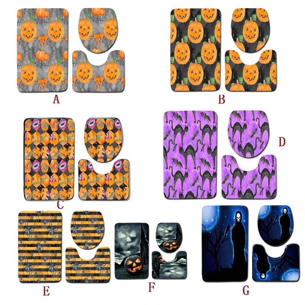 

Halloween Ghost Spider Toilet Seat Cover and Rug Bathroom Set Halloween Decor 6.7