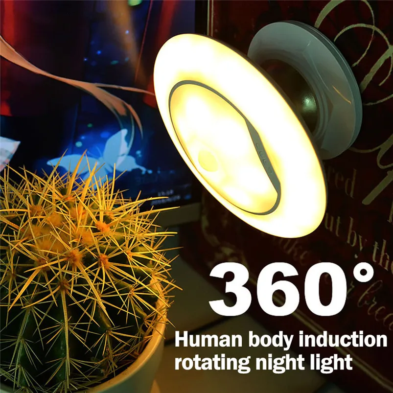Мини Ночной светильник индукции человеческого тела 360 градусов вращающийся ночник мини Новинка Спальня лампа настольная 40MR15