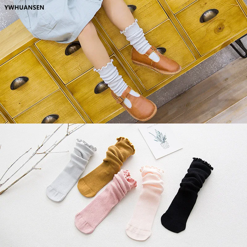 

YWHUANSEN 5 Pairs/lot 0 to 7 Yrs Autumn Winter Girls Long Socks Cotton Loose Socks For Children High Quality Kids Footwear