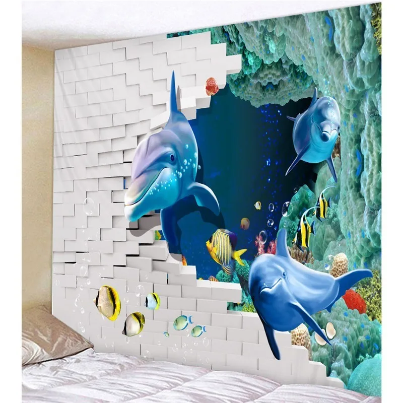 Гобелен русалки, настенный материал, подводный мир, хиппи, мандала, гобелен, гобелен, богемная детская комната, украшение на стену