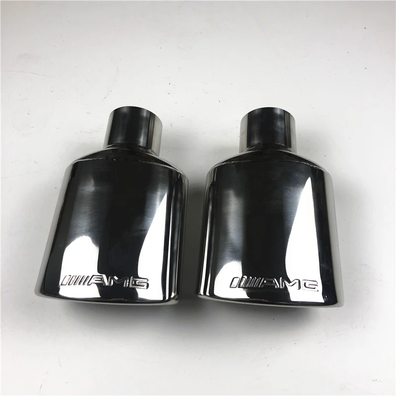 

1 PCS 2.25 Inch Universal Single Car Exhaust Tips Engraving AMG Smoking Pipe with 58mm Inlet Vehicle for Benz Amg Tips