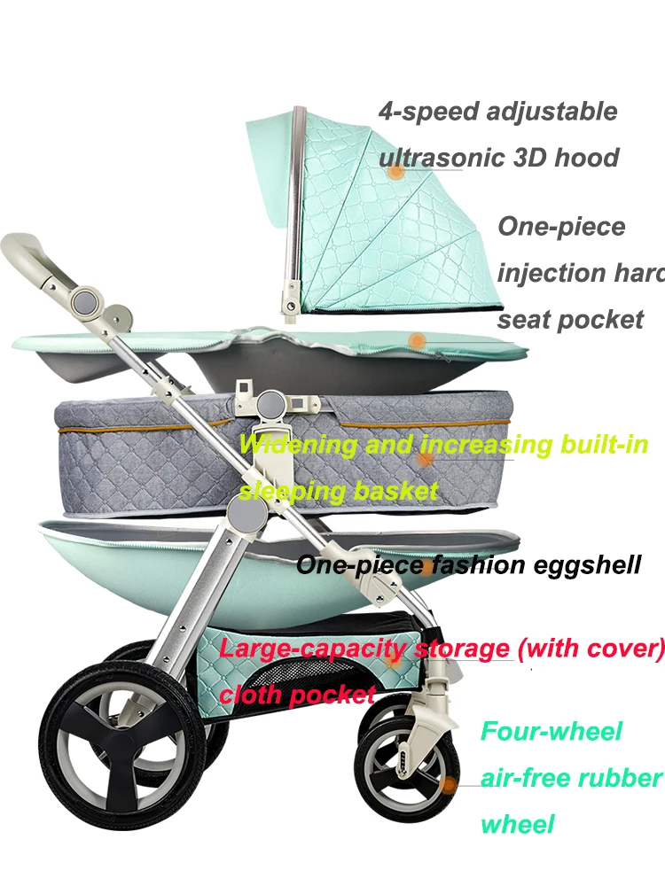 Высокая Ландшафтная Роскошная детская коляска для новорожденных коляска для детей 0-36 месяцев