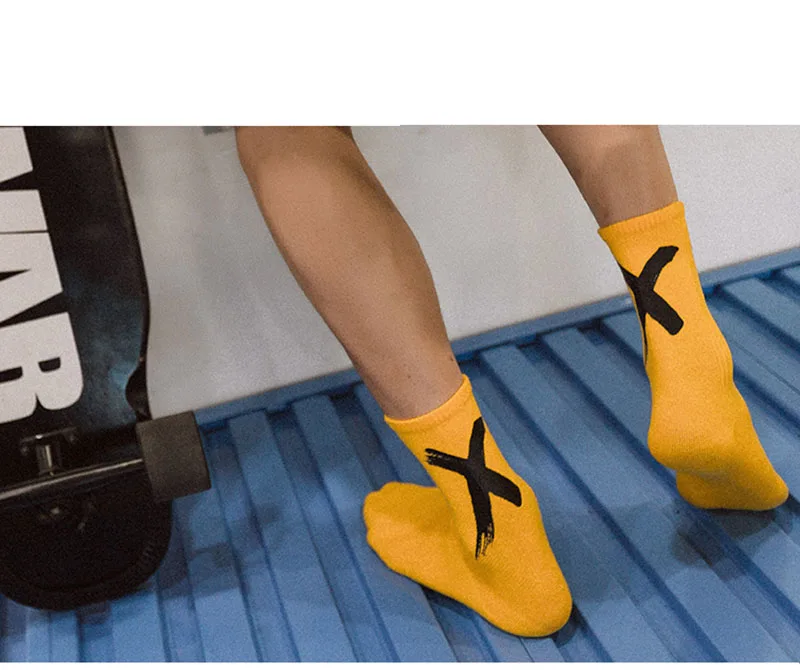 Новинка; сезон осень-зима; винтажные носки в стиле хип-хоп с принтом «х»; забавные носки в стиле Харадзюку; нескользящие дышащие носки унисекс