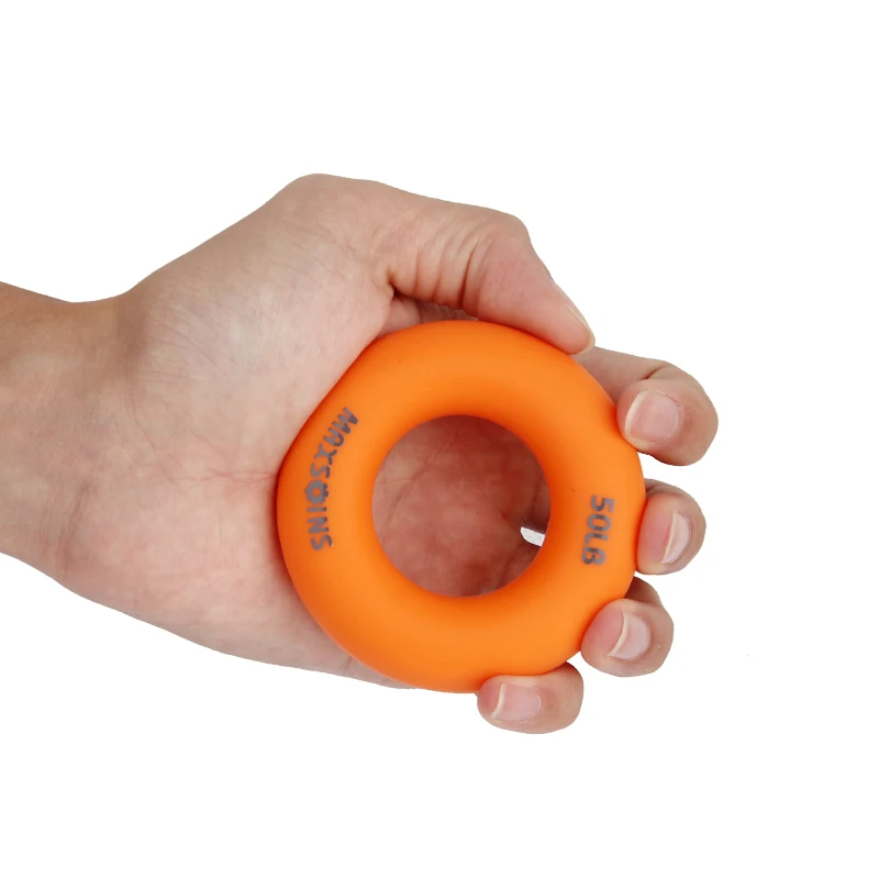 Silica Gel Portable Hand Grip Gripping Ring Carpal Expander Finger Trainer Grip Strength Rehabilitation Pow Stress Ring Ball - Цвет: Оранжевый