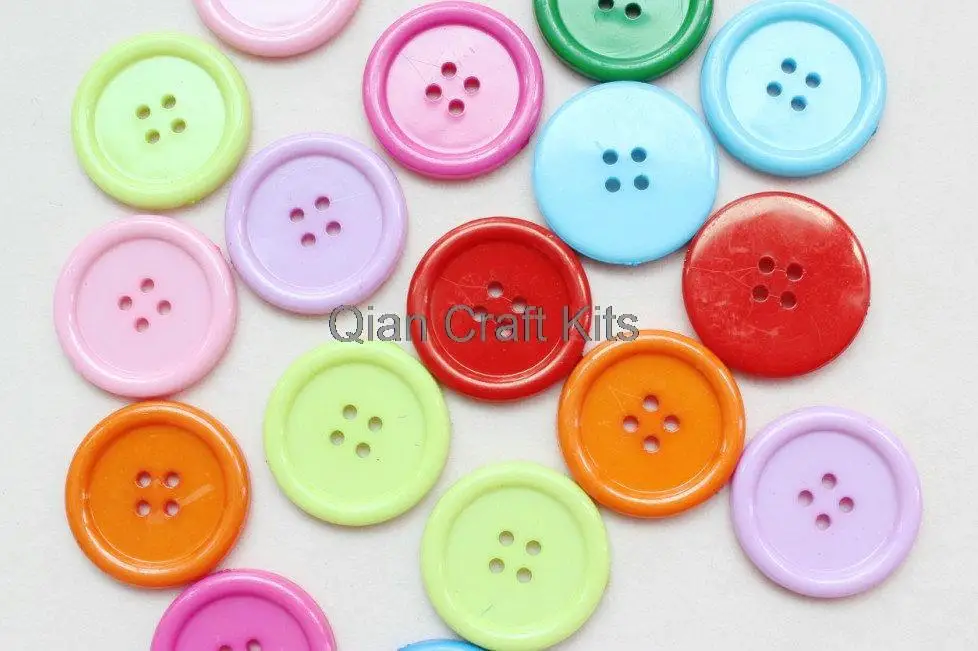 

400pcs 4 holes big plastic buttons mixed colors sale bulk 25mm